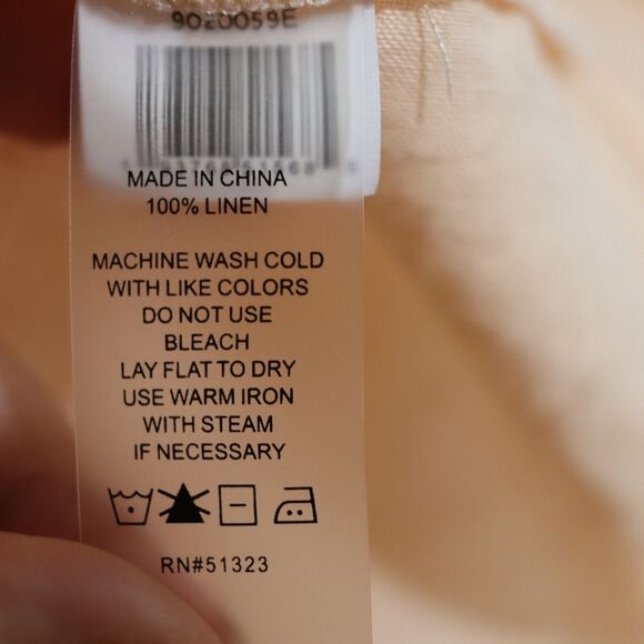 Vince Camuto Large Linen Cropped Tie-Front Blouse - Pastel Peach 100% linen - Picture 10 of 10